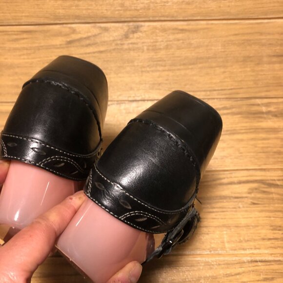 Women's Black Leather Mary Jane Clogs 7.5 - Picture 4 of 14